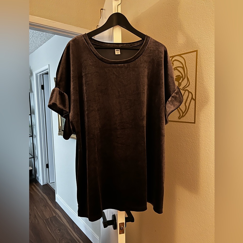 Old Navy Dark Grey Velvet Blouse